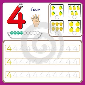 Number cards, Counting and writing numbers, Learning numbers, Numbers tracing worksheet for preschool