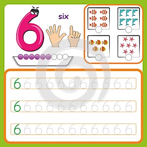 Number cards, Counting and writing numbers, Learning numbers, Numbers tracing worksheet for preschool photo