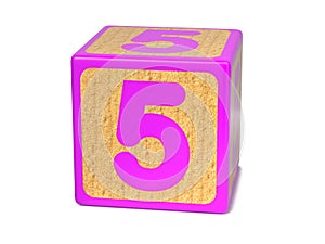 Number 5 - Childrens Alphabet Block.