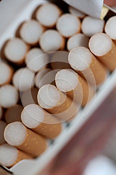 Number of cigarettes isolated tobacco danger close up quit smoking cessation cigaret bad habit nicotine junkie big size high