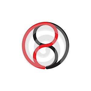 Number 8 circle line art logo vector