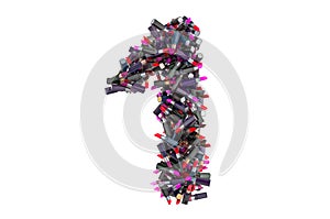 Number 1 from colored lipsticks, 3D rendering