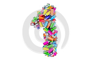 Number 1 from colored spray paint cans, 3D rendering