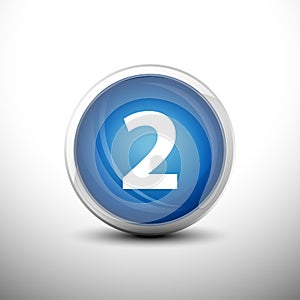 Number 2 in 3D Shiny Blue Keys for web Icons