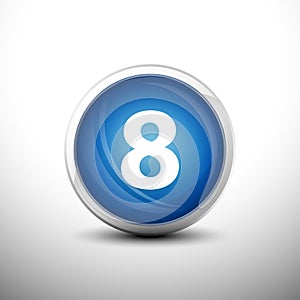 Number 8 in 3D Shiny Blue Keys for web Icons