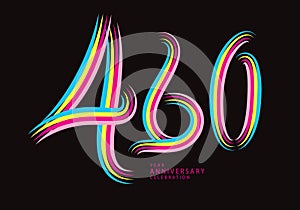 460 number design vector, graphic t shirt, 460 years anniversary celebration logotype colorful line,460th birthday logo, Banner