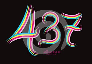 437 number design vector, graphic t shirt, 437 years anniversary celebration logotype colorful line,437th birthday logo, Banner