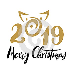 2019 Number for designing new year and merry christmas card, poster, banner, organizer