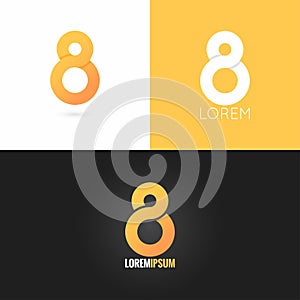 Number eight 8 logo design icon set background