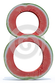 Number eight made with watermelon