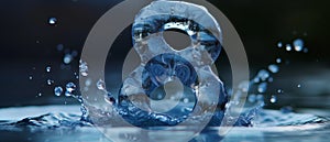 Number eight sculpture made of water to commemorate international womens day