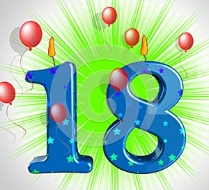 Number Eighteen Party Show Teen Birthday Or Decoration