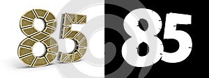 Number eighty-five (number 85) with perforated gold segments