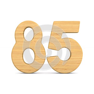 Number eighty five on white background. Isolated 3D illustration
