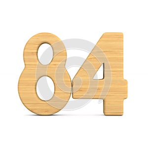 Number eighty four on white background. Isolated 3D illustration photo