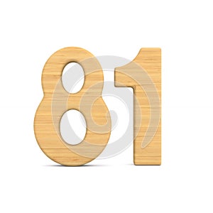 Number eighty one on white background. Isolated 3D illustration