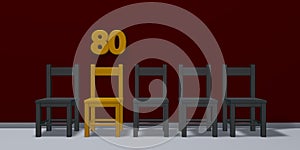 Number eighty and row of chairs