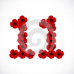 Number eleven in poppies