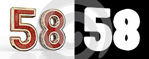 Number fifty-eight number 58 with red transparent stripe