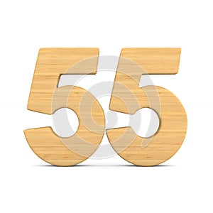 Number fifty five on white background. Isolated 3D illustration