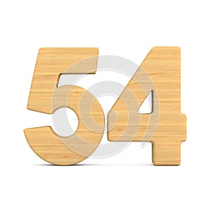 Number fifty four on white background. Isolated 3D illustration