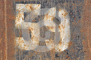 Number fifty nine on rusty metal