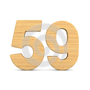 Number fifty nine on white background. Isolated 3D illustration