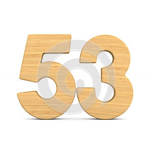 Number fifty three on white background. Isolated 3D illustration