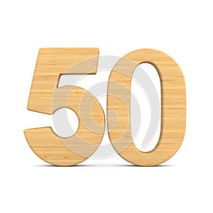 Number fifty on white background. Isolated 3D illustration