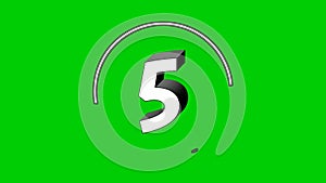 Number five 5 cartoon animation in rotating circle border on green screen.