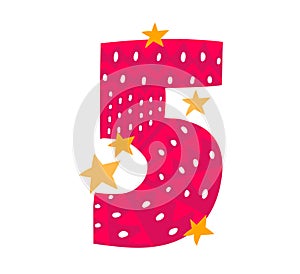 Number five cinco de mayo mexican holiday, fifth may national victory day isolated in white, flat vector illustration