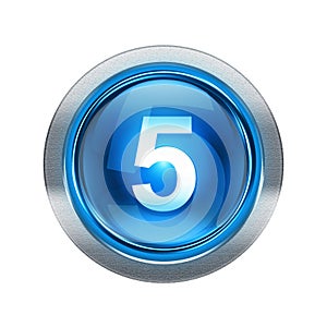 Number five icon blue with