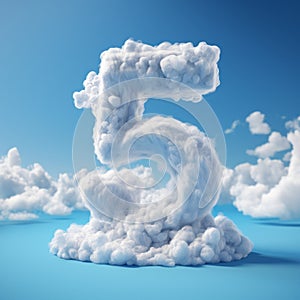 Číslo päť v tvare mraky na modrá obloha  trojrozmerný umenie 