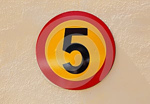 Number five sign