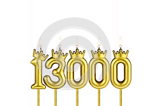 Number of followers or views - Candles form the number 13000