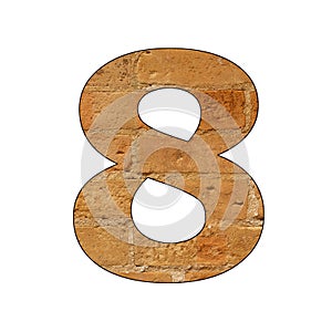 Number 8 - Font on brick texture