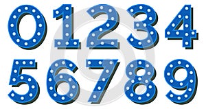 Number font in decorative retro lamp bulb style