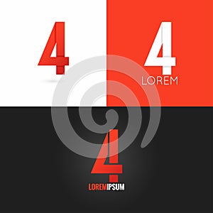 Number four 4 logo design icon set background