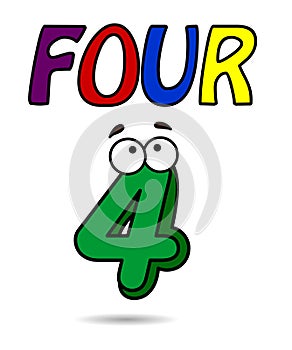 Number four cartoon number illustration