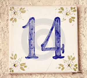 Number 14 street ceramic plate photo