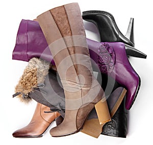 Number of high-heeled female boots