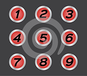 Number icon 1 - 9 / set vector