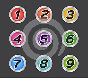 Number icon 1 - 9 / set vector