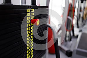 Number of kilograms inside a gym machine.