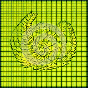 Number 425 with laurel wreath or honor wreath as a 3D-illustration, 3D-rendering