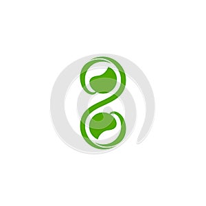 Number 2 leaf swirl spiral infinity symbol logo vector