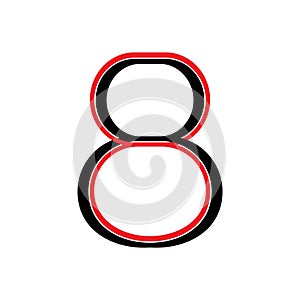 Number 8 linked overlap line symbol vector