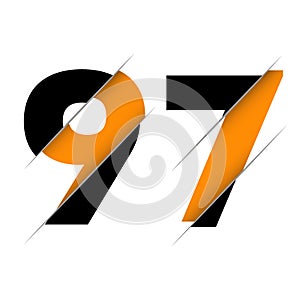 97 9 7 Number Logo Design with a Creative Cut. Creative logo design