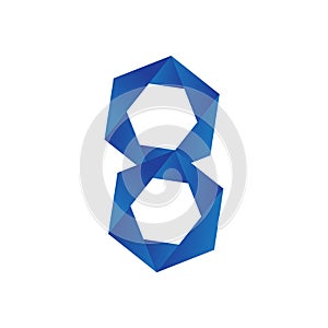 Number 8 logo with gemetric pattern