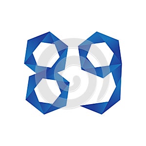 Number 89 logo with gemetric pattern